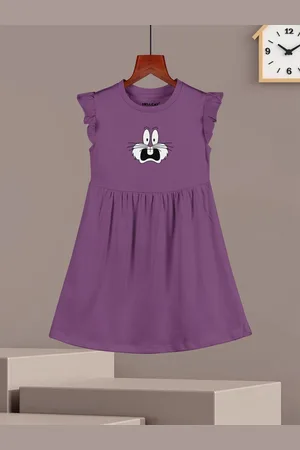 HELLCAT Girls Graphic Printed Cotton Fit & Flare Dress