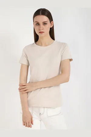 Calvin Klein Women Solid Round Neck Cotton T-shirt