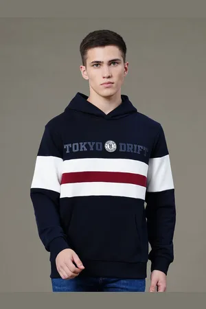 Red Tape Men Colourblock Graphic Print Fleece Baggy Fit Hoodie