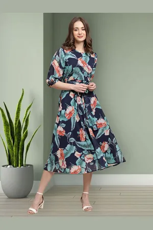 Mast & Harbour Women Floral Printed Georgette Fit & Flare Midi Dress