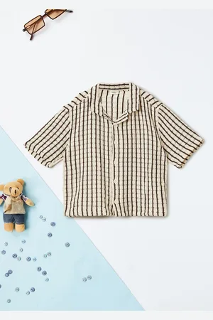 Max Collection Boys Spread Collar Grid Tattersall Checked Cotton Casual Shirt