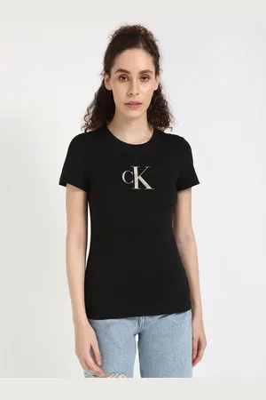 Calvin Klein Women Brand Logo Printed Round Neck Cotton T-shirt