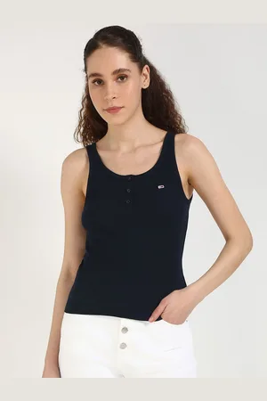 Tommy Hilfiger Women Solid Shoulder Straps Sleeveless Cotton Tank Top