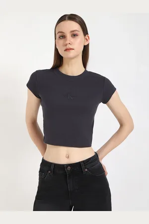 Calvin Klein Women Solid Round Neck Cotton T-shirt