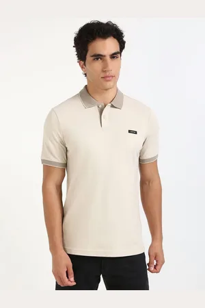 Calvin Klein Men Solid Polo Collar Cotton Slim Fit T-shirt
