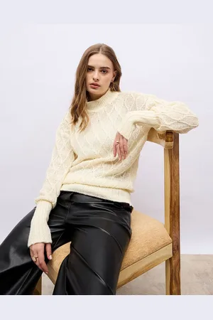 Styli Women High Neck Regular Length Regular Fit Texture Sweater