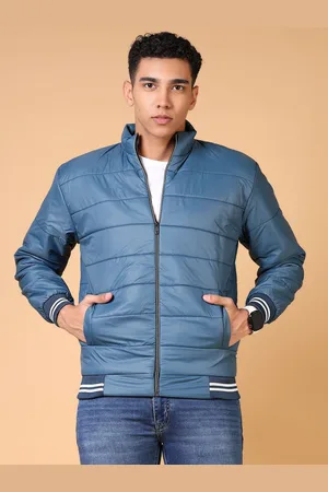 V-Mart Men Mock Collar Solid Cotton Casual Puffer Jacket