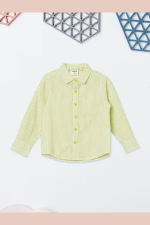 Max Collection Boys Spread Collar Vertical Striped Cotton Casual Shirt
