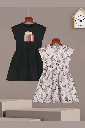 HELLCAT Girls Printed Cotton A-Line Dress - Pack of 2