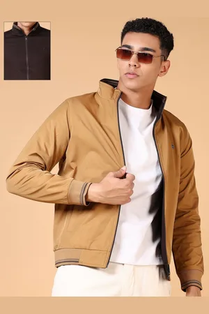 V-Mart Men Mock Collar Solid Cotton Casual Bomber Reversible Jacket