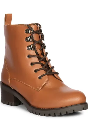 SAINT G. Women Tan Brown Leather Ankle Boots