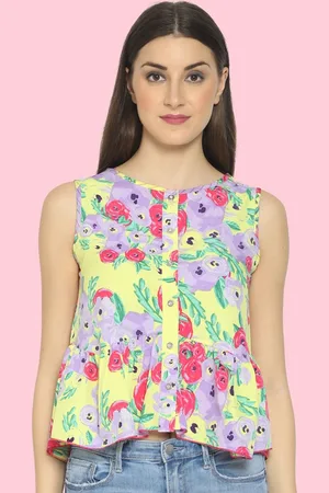 DressBerry Floral Printed Peplum Crop Top