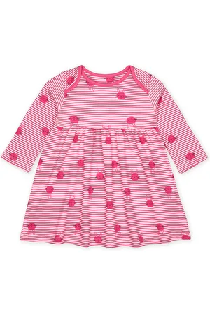 Mothercare Girls Pink Striped Fit and Flare Dress