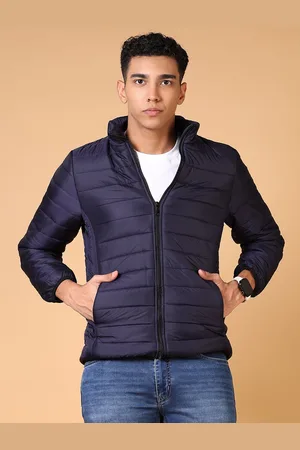 V-Mart Men Mock Collar Solid Cotton Casual Puffer Jacket