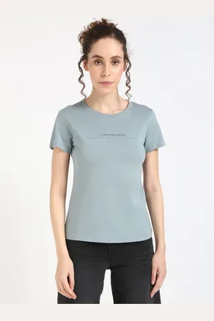 Calvin Klein Women Typography Printed Round Neck Cotton T-shirt