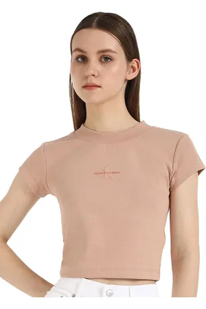 Calvin Klein Women Solid Round Neck Cotton T-shirt