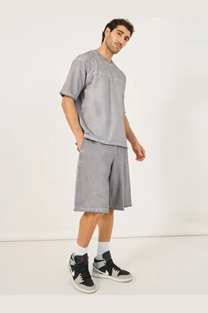 Styli Grey Short Sleeves Pure Cotton T-Shirt With Shorts