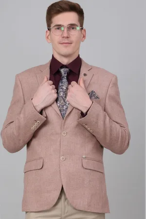 CANTABIL Self Design Notched Lapel Single Breasted Blazer