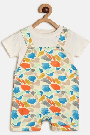 MINI KLUB Boys Printed Cotton Dungaree With T-Shirt