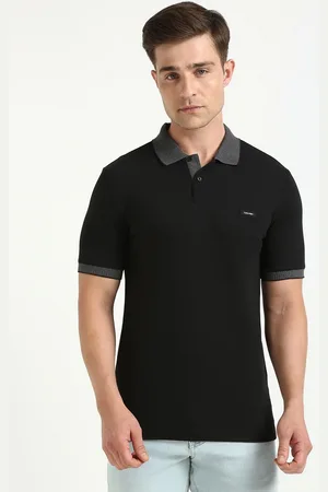 Calvin Klein Men Solid Polo Collar Cotton Slim Fit T-shirt