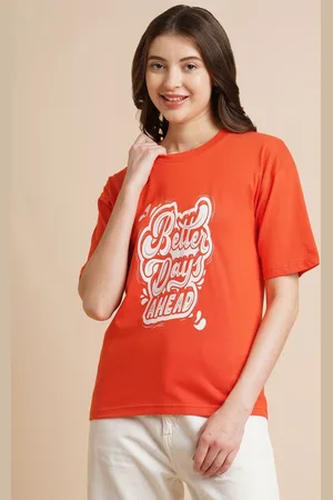 DressBerry Women Typography Printed Round Neck Oversized T-shirt