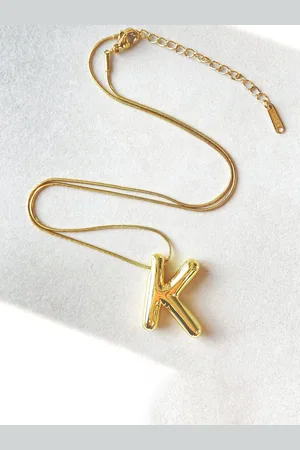 DIVASTRI Gold-Plated Anti-Tarnish K Initial Alphabet Stainless Steel Pendant With Chain