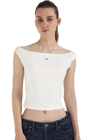 Tommy Hilfiger Boat Neck Cotton Crop Top