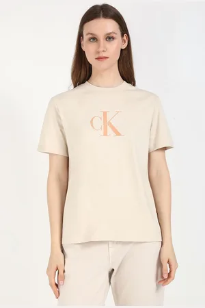 Calvin Klein Women Typography Printed Round Neck Cotton T-shirt