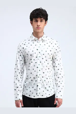 Flying Machine Men Slim Fit Spread Collar Floral Printed Cotton Casual Shirt