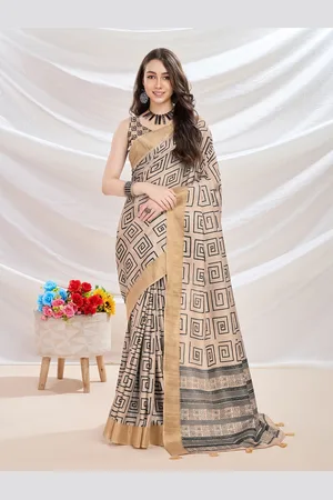 Ishin Zari Printed Saree With Blouse Piece