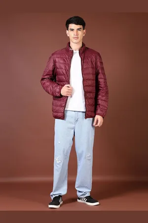 V-Mart Men Mock Collar Solid Cotton Casual Puffer Jacket
