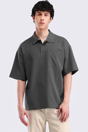 Flying Machine Men Solid Polo Collar Cotton Oversized T-shirt