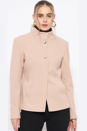 MADAME Women Mock Collar Single-Breasted Short Coat