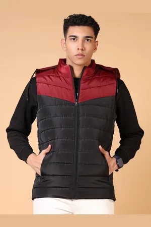 V-Mart Men Hooded Colourblocked Cotton Casual Gilet Jacket