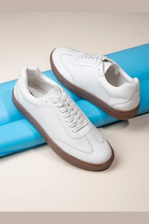 Styli Men White Solid Casual Court Sneakers