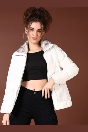 V-Mart Women Mock Collar Solid Cotton Casual Parka Jacket