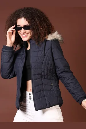 V-Mart Women Mock Collar Solid Cotton Casual Parka Jacket