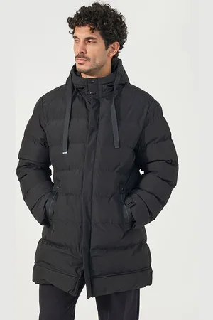 Styli Men Longline Hooded Puffer Parka Jacket with Drawstring Tape Detail