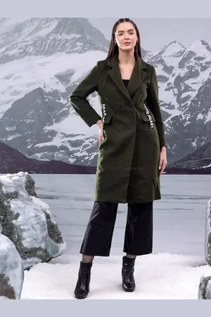 KOTTY Women Notched Lapel Cotton Single-Breasted Overcoat