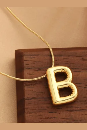 DIVASTRI Gold-Plated Anti-Tarnish B Initial Alphabet Stainless Steel Pendant With Chain