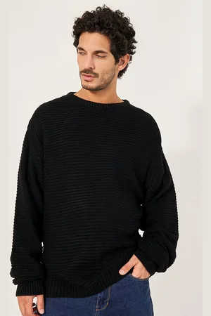 Styli Men Waffle Textured Relaxed Fit Crew Neck Sweater