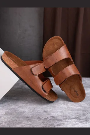 Styli Men Solid Double Strap Sandals
