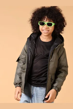 V-Mart Boys Hooded Solid Cotton Casual Padded Reversible Jacket