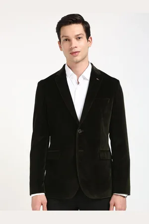 Tommy Hilfiger Notched Lapel Velvet & Cotton Single-Breasted Casual Blazer