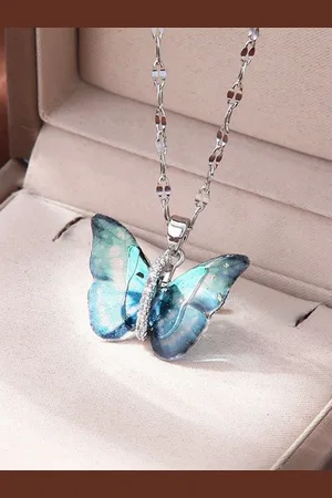 DIVASTRI Silver-Plated Anti-Tarnish Butterfly Stainless Steel Pendant With Chain