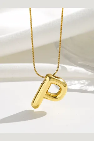 DIVASTRI Gold-Plated Anti-Tarnish P Initial Alphabet Stainless Steel Pendant With Chain