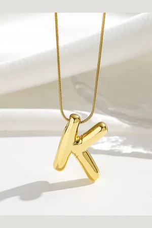DIVASTRI Gold-Plated Anti-Tarnish K Initial Alphabet Stainless Steel Pendant With Chain