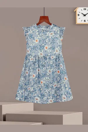 HELLCAT Girls Floral Printed A-Line Knee Length Dress