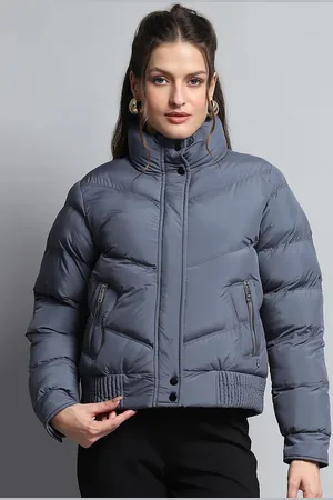 Monte Carlo Women Mock Collar Solid Casual Lightweight Puffer Jacket