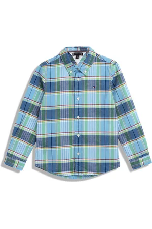 Tommy Hilfiger Boys Button-Down Collar Tartan Checked Cotton Casual Shirt